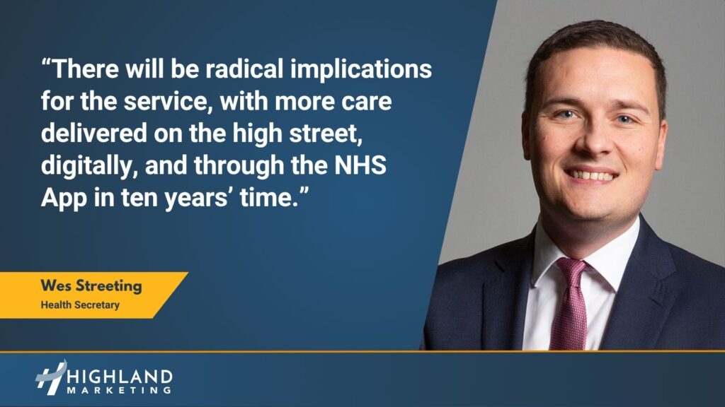 There will be radical implications for the service, with more care delivered on the high street, digitally, and through the NHS App in ten years’ time.